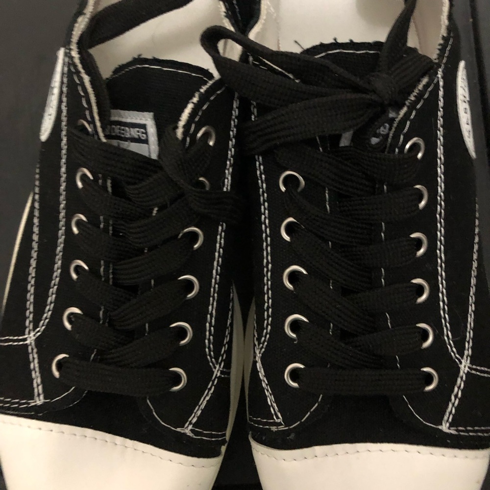 Fashion wear jean classic Black Sneakers with White Accents